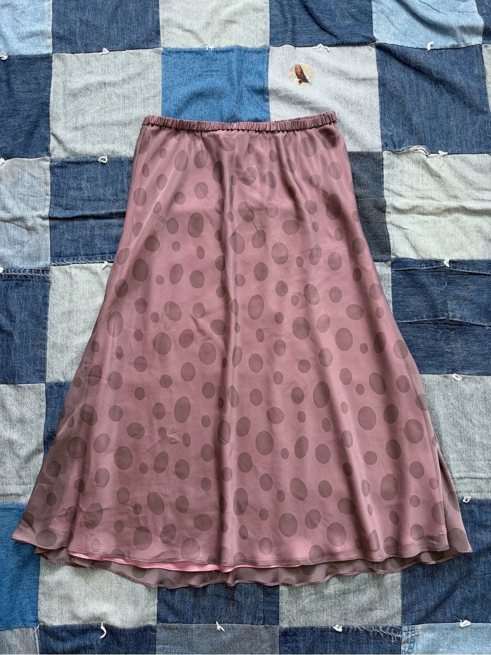 2000s polka dot maxi skirt Jacques vert dusty mauve y2k size L